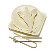 wood plate and cutlery